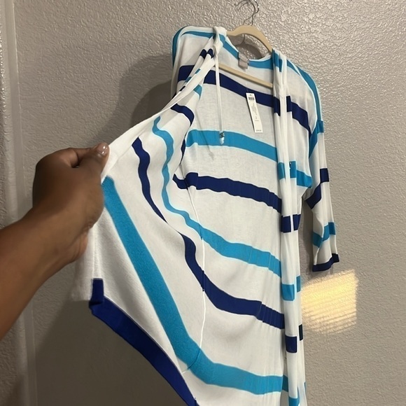 Chico’s ZENERGY Striped Cardigan Blue White 3/4 Sleeves Chico’s Size 2/Large - Picture 4 of 12